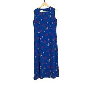 Vintage Leslie Fay‎ Blue Floral Maxi Dress, Size 12